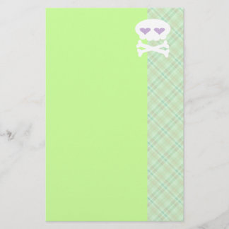 Kawaii Schedel Kruisbeenderen op Punky Groen Schot Briefpapier