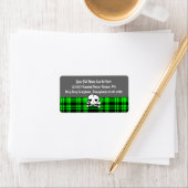 Kawaii Schedel & Neon Groen Geruit Etiket (Insitu)