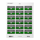 Kawaii Schedel & Neon Groen Geruit Etiket (Full Sheet)