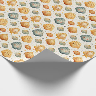Kawaii Schelpen Geel en Blauw Cadeaupapier