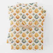 Kawaii schelpen geel en blauw inpakpapier vel (In situ)