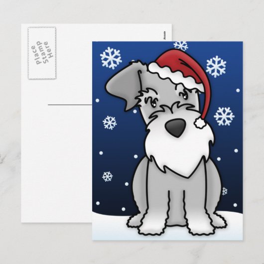 Kawaii Schnauzer Christmas Briefkaart (Voorkant / Achterkant)