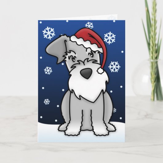 Kawaii Schnauzer Christmas Kaart (Voorkant)