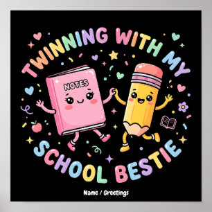 Kawaii School Beste Vriendinnen Twinning Vriendsc Poster