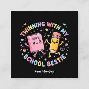 Kawaii School Beste Vriendinnen Twinning Vriendsc Vierkante Visitekaartje