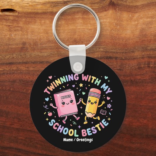  Kawaii School Bestie Twinning Friendship  Sleutelhanger (Voorkant)