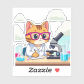 Kawaii Scientist Cat – Cute Lab Cat Vinyl Sticker (Vel)
