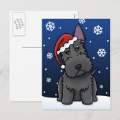 Kawaii Scottish Terrier Christmas Postcard Feestdagenkaart (Voorkant / Achterkant)