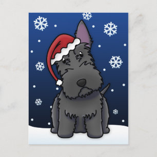Kawaii Scottish Terrier Christmas Postcard Feestdagenkaart