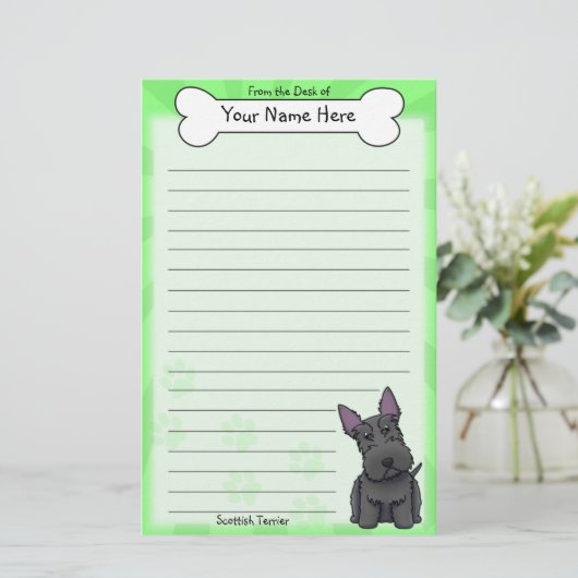 Kawaii Scottish Terrier Stationery Briefpapier (Staand voorkant)