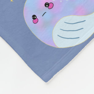 Kawaii Serieuze Narwal Fleece Deken