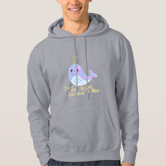 Kawaii Serieuze Narwal Hoodie (Voorkant)
