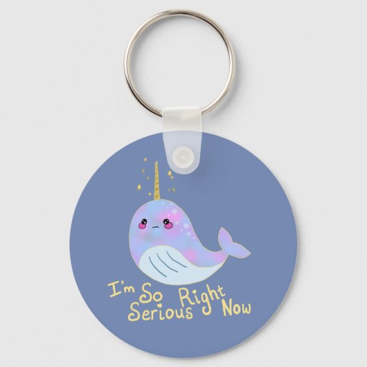 Kawaii Serieuze Narwal Sleutelhanger (Voorkant)