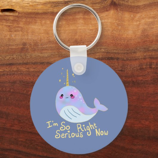 Kawaii Serious Narwhal Sleutelhanger (Voorkant)