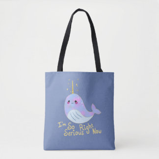 Kawaii Serious Narwhal Tote Bag