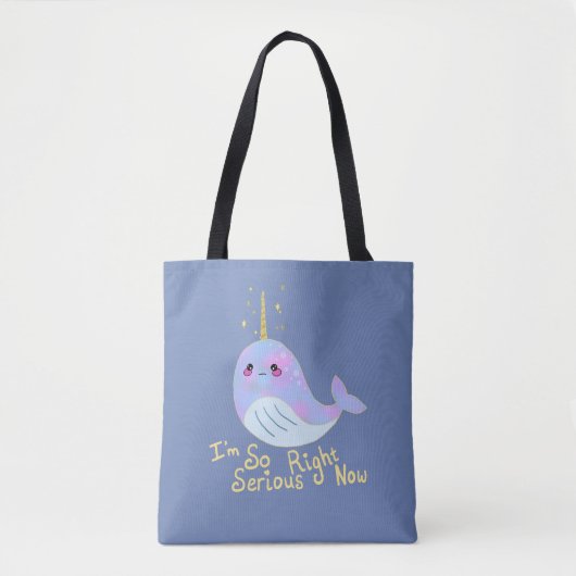 Kawaii Serious Narwhal Tote Bag (Voorkant)