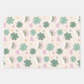 Kawaii Shamrock & Rainbow Pastel Green set van 3 Inpakpapier Vel (Voorkant 3)