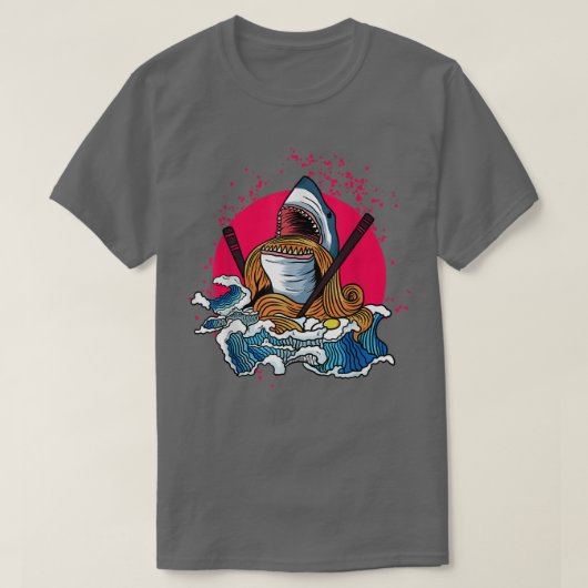 Kawaii Shark Japan Ramen Anime T-shirt (Design voorkant)
