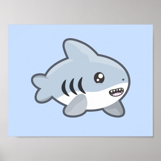 Kawaii Shark Poster (Voorkant)