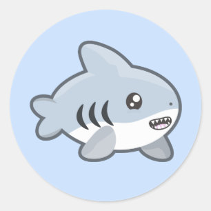 Kawaii Shark Ronde Sticker