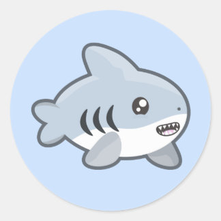 Kawaii Shark Ronde Sticker