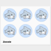 Kawaii Shark Ronde Sticker (Vel)
