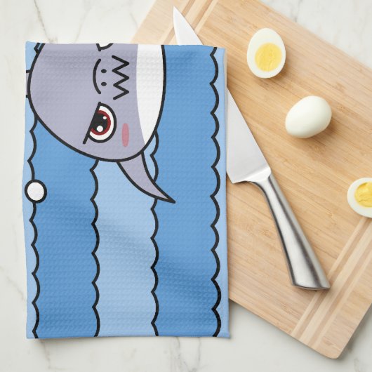 Kawaii Shark Theedoek (Quarter Fold)