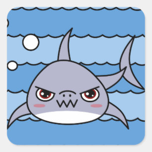 Kawaii Shark Vierkante Sticker