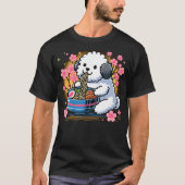 Kawaii Sheepadoodle dog Eating Ramen T-shirt (Voorkant)