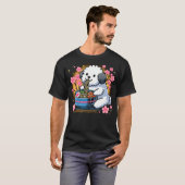 Kawaii Sheepadoodle dog Eating Ramen T-shirt (Voorkant volledig)