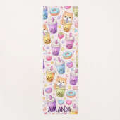 Kawaii Shiba Inu Boba Bubble Tea Pattern Yogamat (Voorkant)