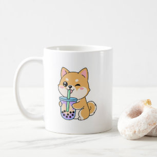 Kawaii Shiba Inu Boba 🐶🧋 – Cute Bubble Tea Hond  Koffiemok