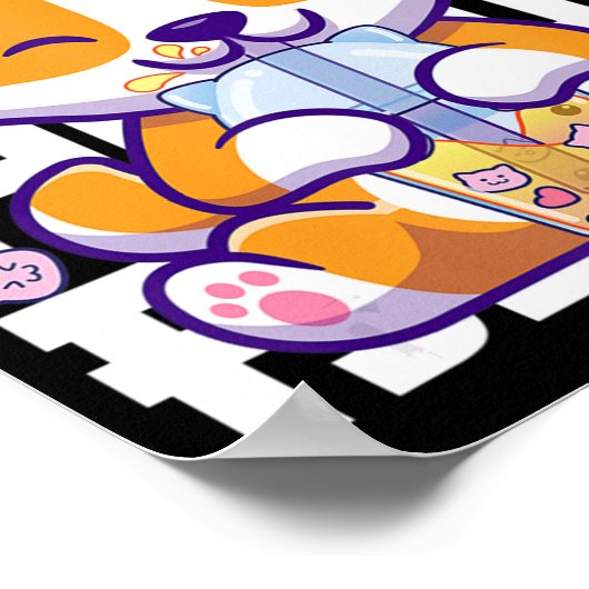 Kawaii Shiba Inu Dog Bubble Tea Boba Anime Gifts G Poster (Hoek)