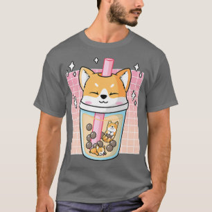 Kawaii Shiba Inu Dog Bubble Tea Boba Japan Corgi99 T-shirt