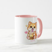 Kawaii Shiba Inu Drinking Bubble Tea Unisex Mok (Voorkant rechts)