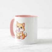 Kawaii Shiba Inu Drinking Bubble Tea Unisex Mok (Voorkant links)