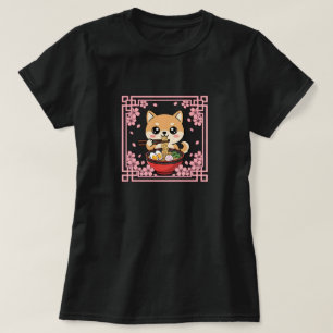 Kawaii Shiba Inu Eet Ramen Noedels Japans T-shirt