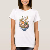 Kawaii Shiba Inu Puppy Bathing in Japanese Ramen N T-shirt (Voorkant)