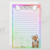 Kawaii Shiba Inu Stationery Briefpapier (Voorkant / Achterkant)