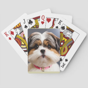 Kawaii Shih Tzu-gezicht met topknoop – Cute honden Pokerkaarten