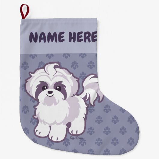 Kawaii Shih Tzu Grote Kerstsok (Voorkant)