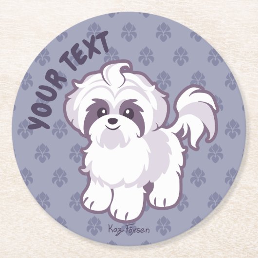 Kawaii Shih Tzu Ronde Kartonnen Onderzetter (Voorkant)