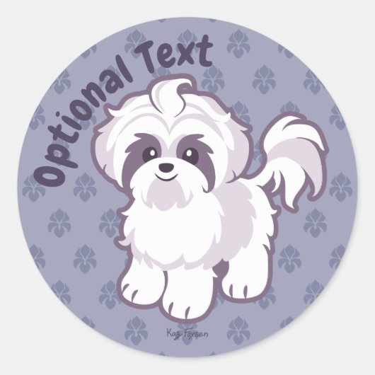 Kawaii Shih Tzu Ronde Sticker (Voorkant)