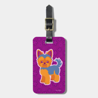 Kawaii Short Hair Yorkie Cartoon Dog Bagagelabel