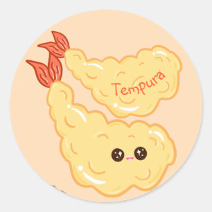Kawaii Shrimp Tempura Drawing Japans Ronde Sticker