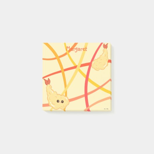 Kawaii Shrimp Tempura on Japanse Stripes Post-it® Notes (Voorkant)