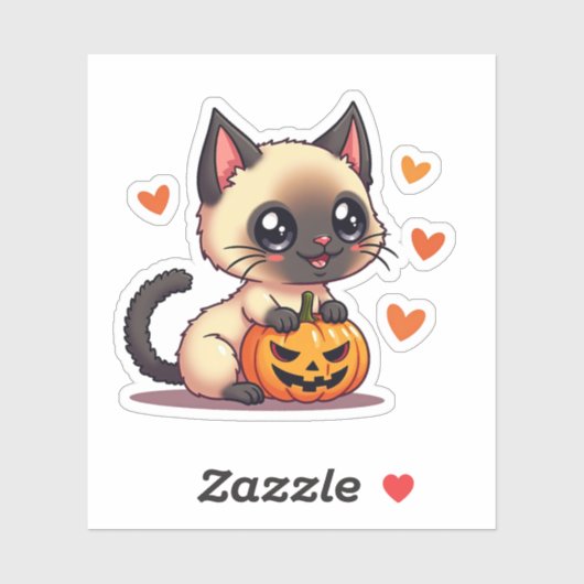 Kawaii Siamese Kitten – Halloween Chibi Sticker (Vel)