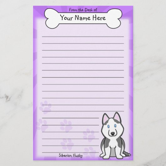 Kawaii Siberian Husky Stationery Briefpapier (Voorkant)