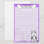Kawaii Siberian Husky Stationery Briefpapier (Voorkant / Achterkant)