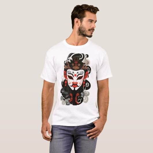 Kawaii Sichuan Opera gezichtsmasker T-shirt (Voorkant volledig)
